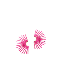 handmade Coachella Pink Raffia Fan Earrings