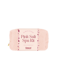 Pink salt spa kit by Pinch Provisions - luxurious Himalayan pink salt spa kit by Pinch Provisions, containing five essential items for a relaxing spa experience at home.
