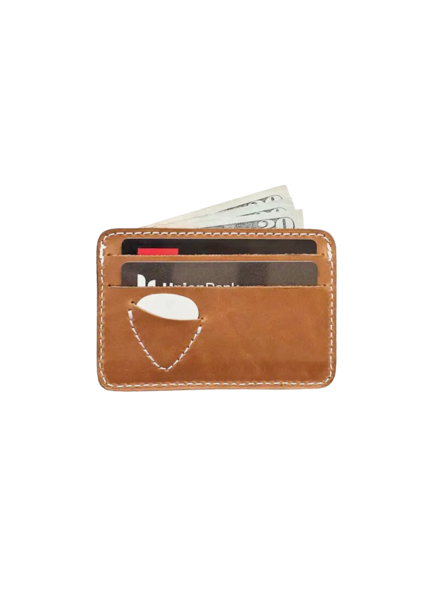 Leather wallet with card and cash holder - stylish leather wallet with card slots, cash compartment, and pick holder, perfect for convenient organization.
