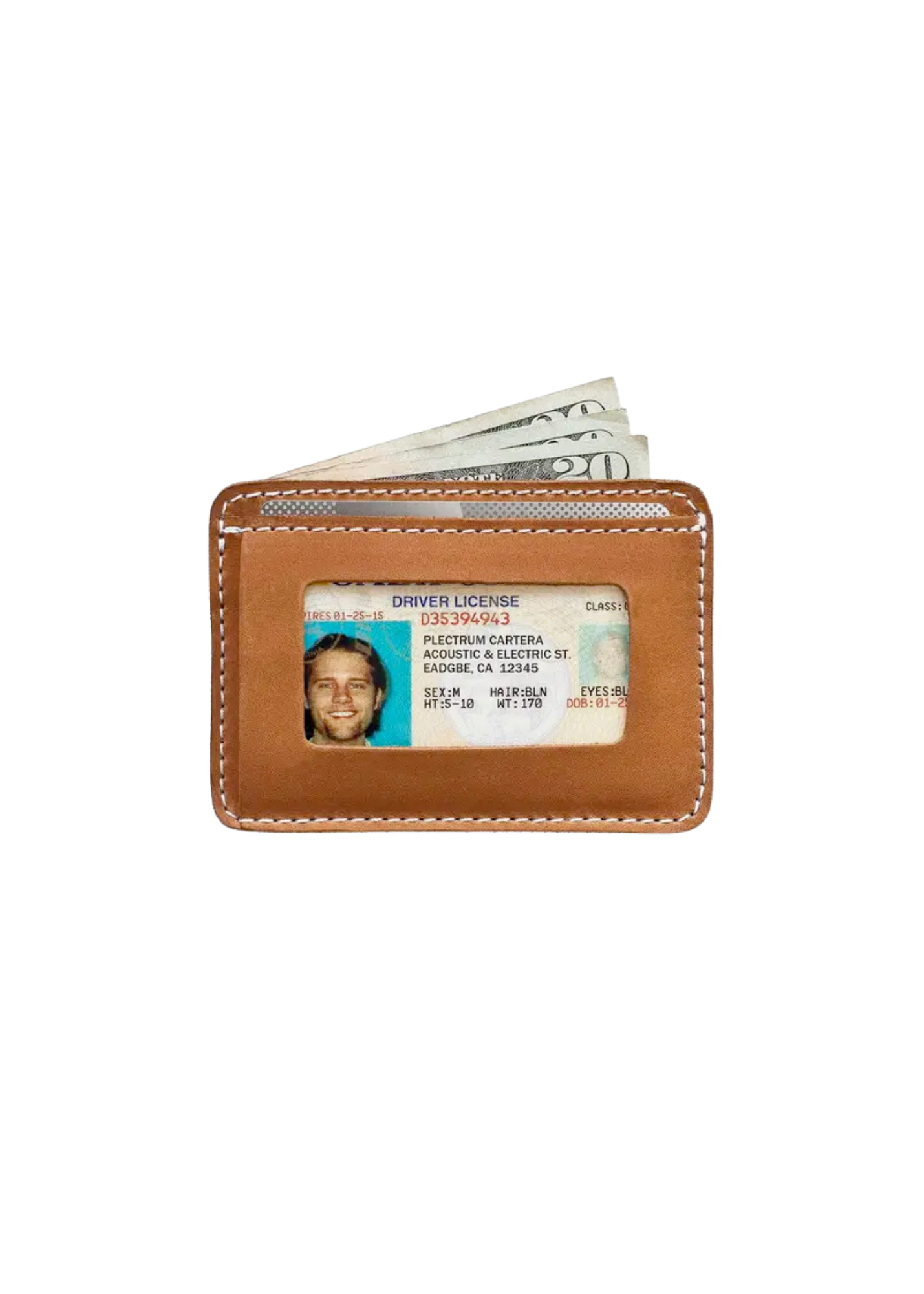 Leather ID wallet with cash holder - compact leather wallet with ID window and cash holder, designed for easy access to essentials.