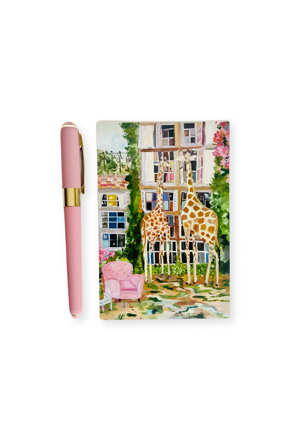 The Safari set includes a Monaco collection ballpoint pen with smooth black ink, a fine 0.5mm point, and a luxurious soft touch for precise writing. Also includes a Giraffe Hotel postcard, adding a touch of wanderlust to your stationery collection