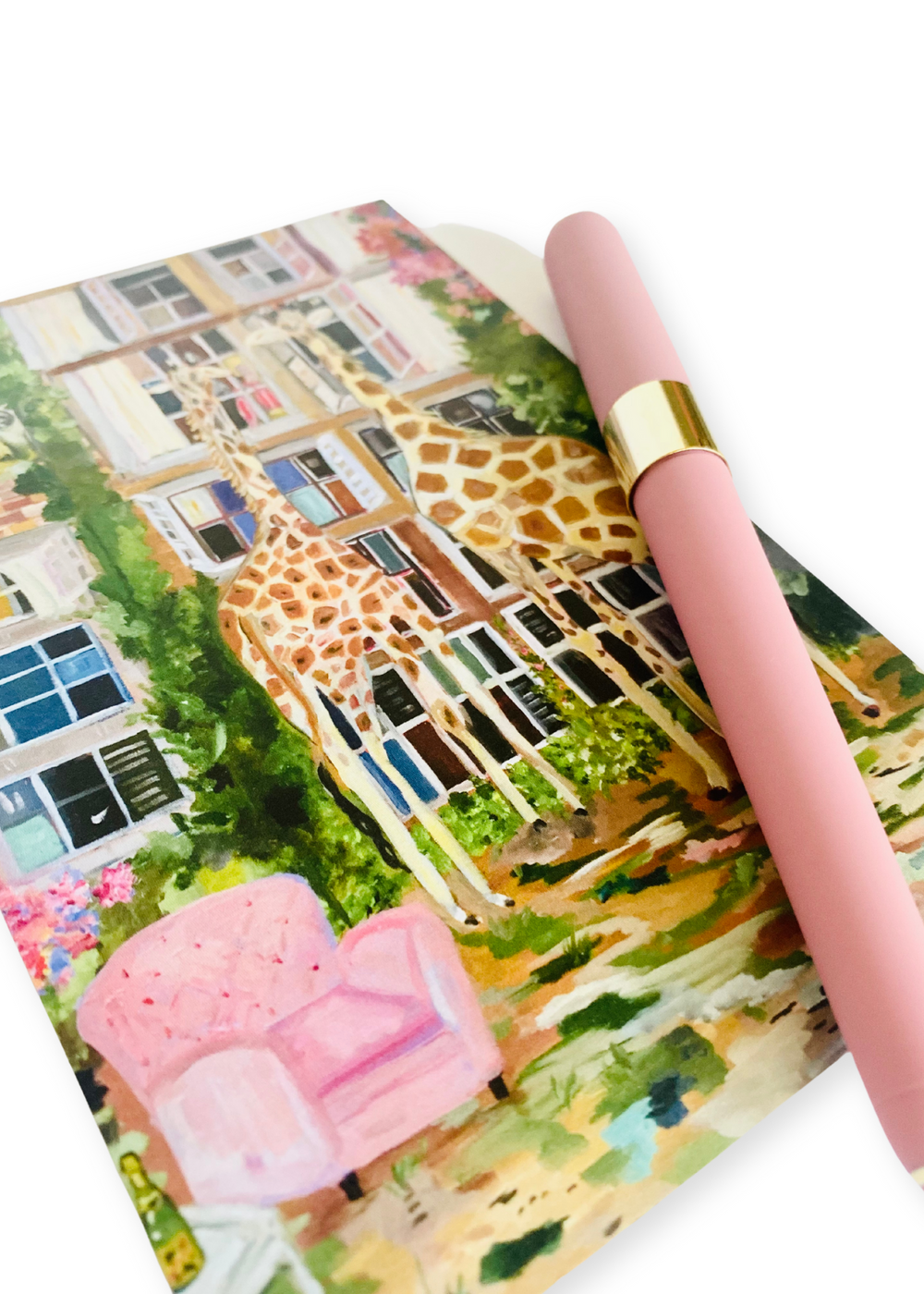 The Safari set includes a Monaco collection ballpoint pen with smooth black ink, a fine 0.5mm point, and a luxurious soft touch for precise writing. Also includes a Giraffe Hotel postcard, adding a touch of wanderlust to your stationery collection